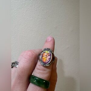 Silver Ring with Multicolored Stone